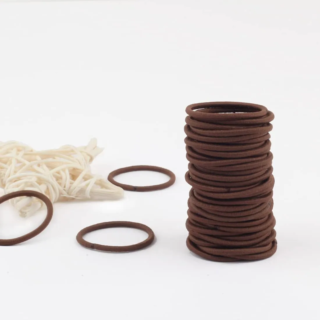 100 Pieces Small Baby Girls Hair Elastics Hair Ties Ponytail Holders Hair Bands for Kids(2 mm x 2.5 cm,Brown)