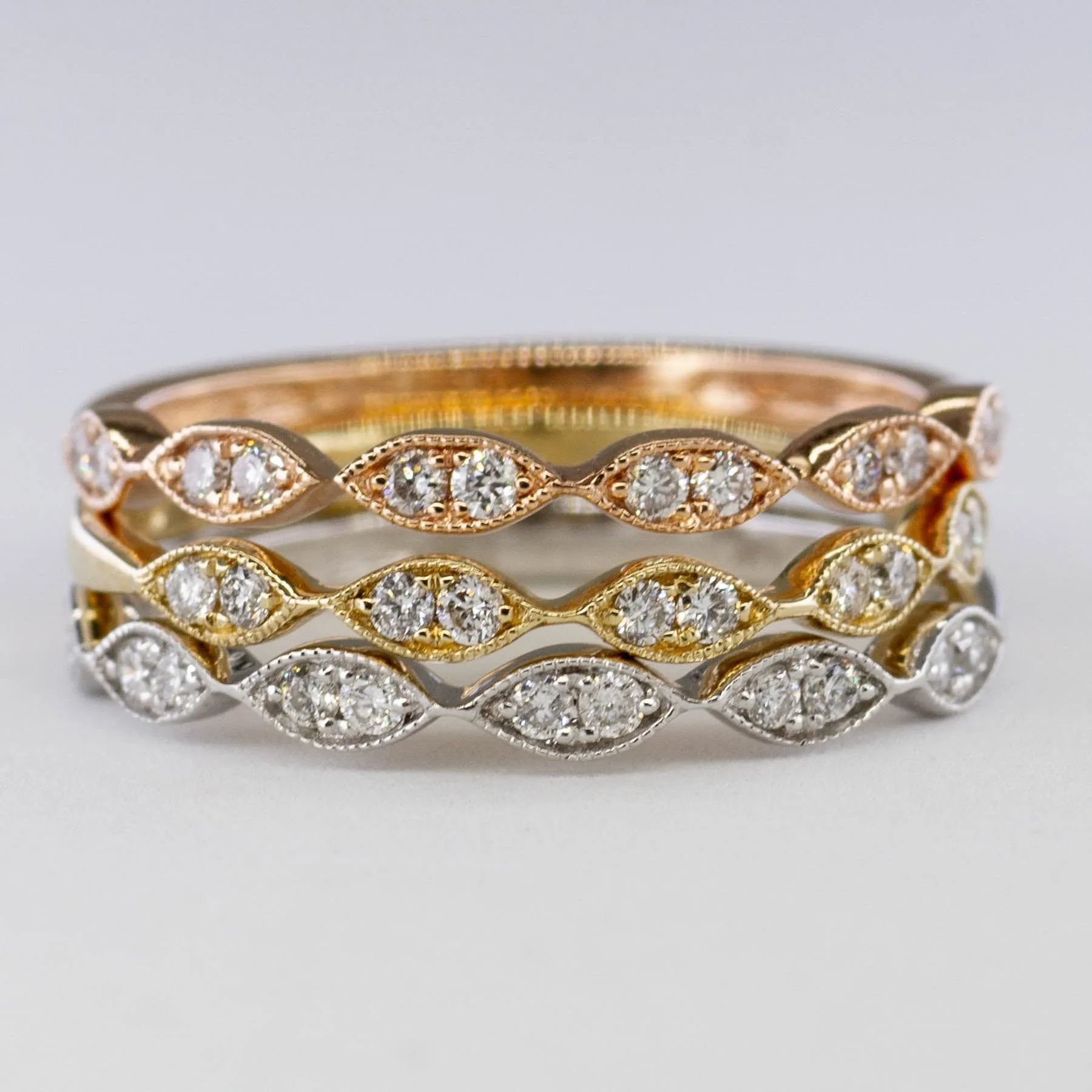 '100 Ways' Art Deco Inspired Wedding Bands | Options Available | 0.15ctw |