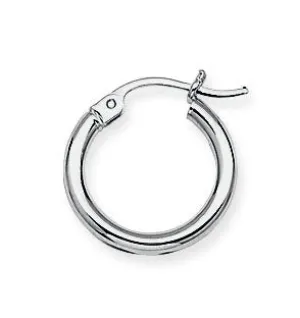 10K White Gold 2x15mm Hoop Earrings