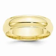 10k Yellow Gold 6mm Half Round with Edge Wedding Band Ring