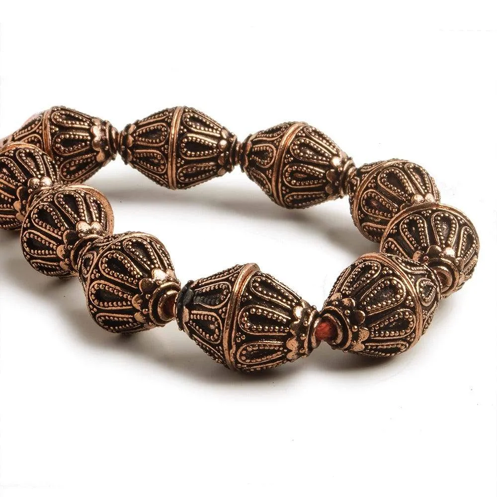 10x14mm Antiqued Copper Miligrain Design Bead Cap 8 inch 20 pieces