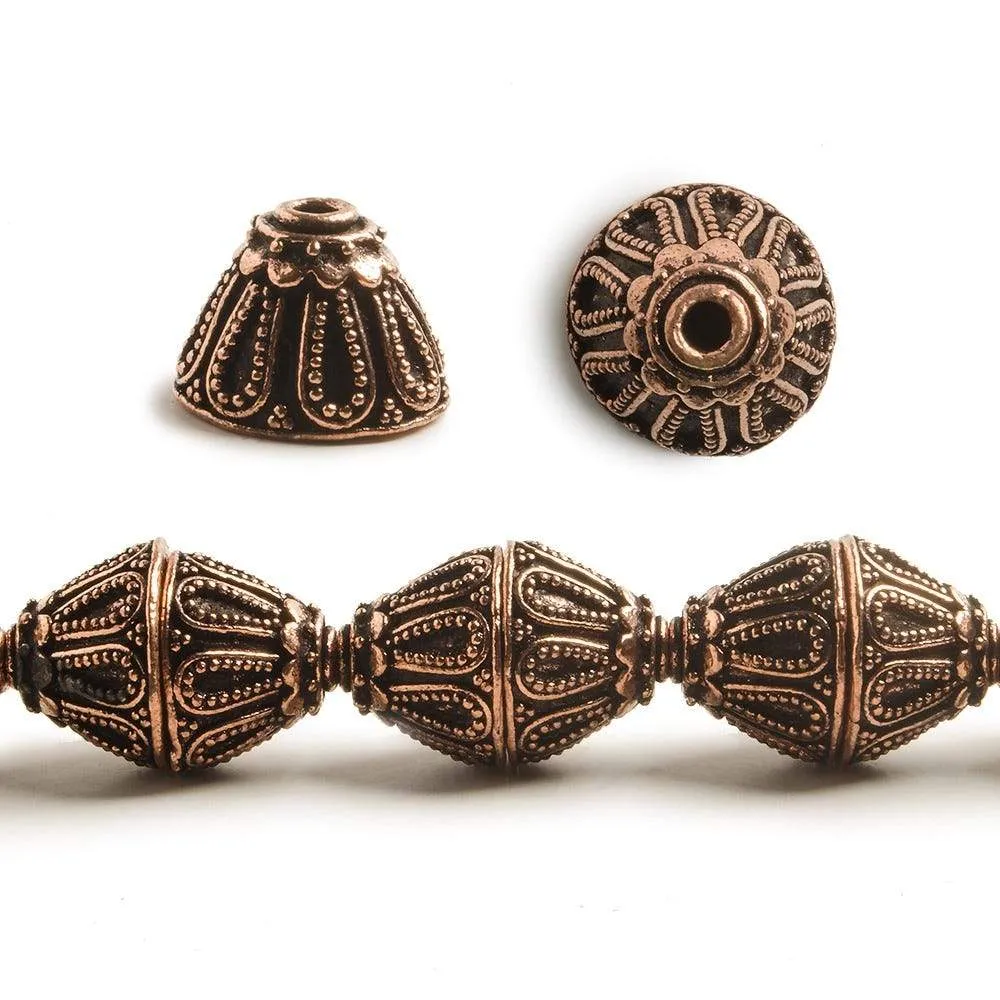 10x14mm Antiqued Copper Miligrain Design Bead Cap 8 inch 20 pieces