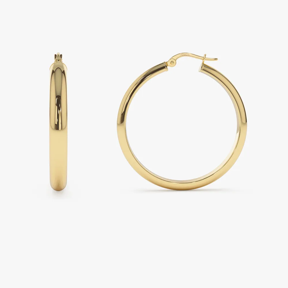 14k Large Gold Hoop Earrings 35MM