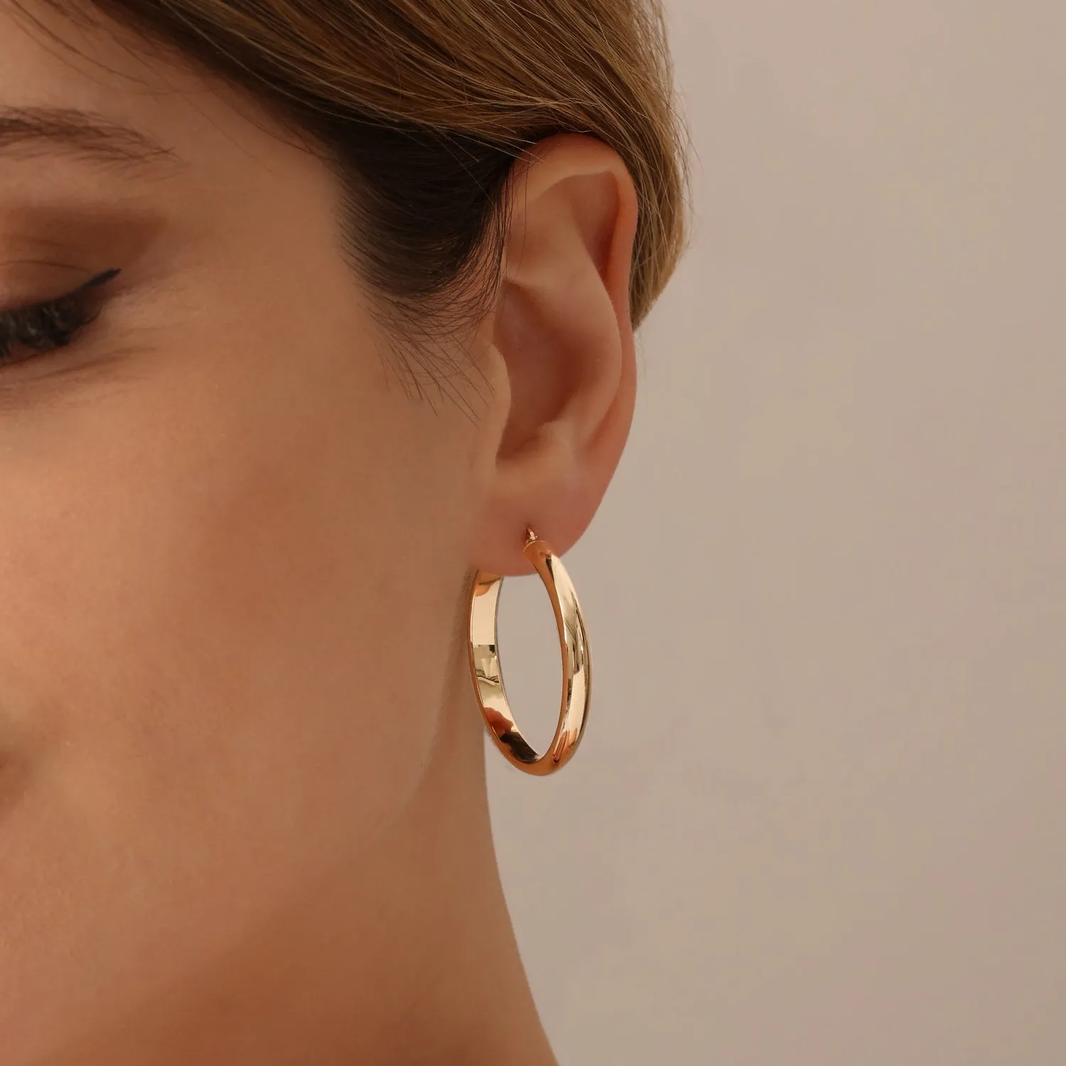 14k Large Gold Hoop Earrings 35MM