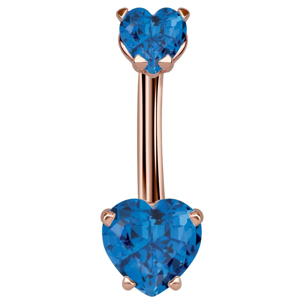 14K Rose Gold Loved Up Gem Belly Rings