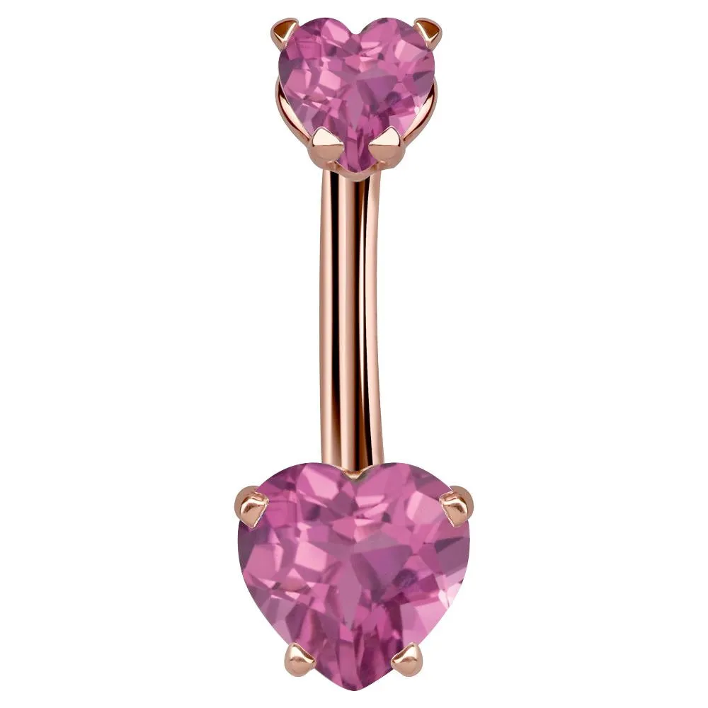 14K Rose Gold Loved Up Gem Belly Rings