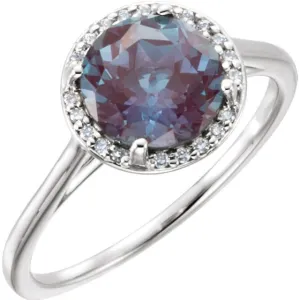 14KT GOLD 2.50 CT ALEXANDRITE & .05 CTW DIAMOND ROUND HALO RING