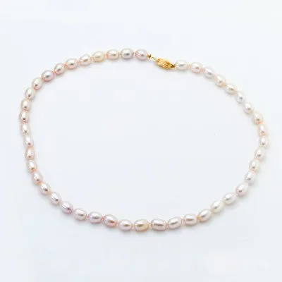 18 Inch 8mm Oval Eggplant Pearl Strand with 14kt Gold Clasp