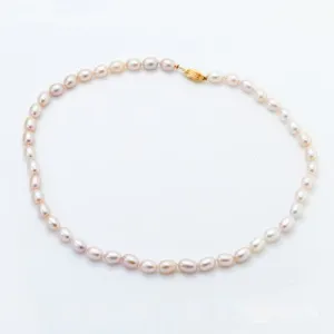 18 Inch 8mm Oval Eggplant Pearl Strand with 14kt Gold Clasp