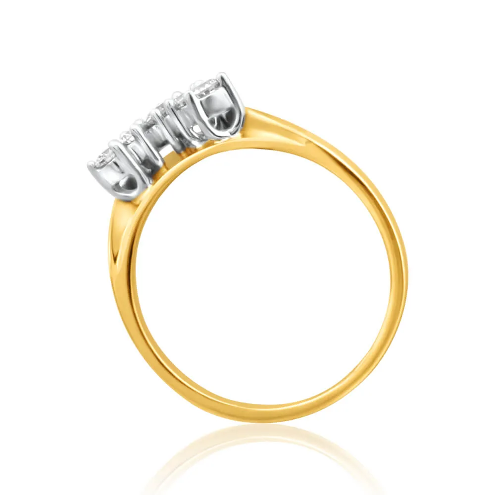 18ct Yellow Gold Ring With 5 Brilliant Cut Diamonds Totalling 0.25 Carats