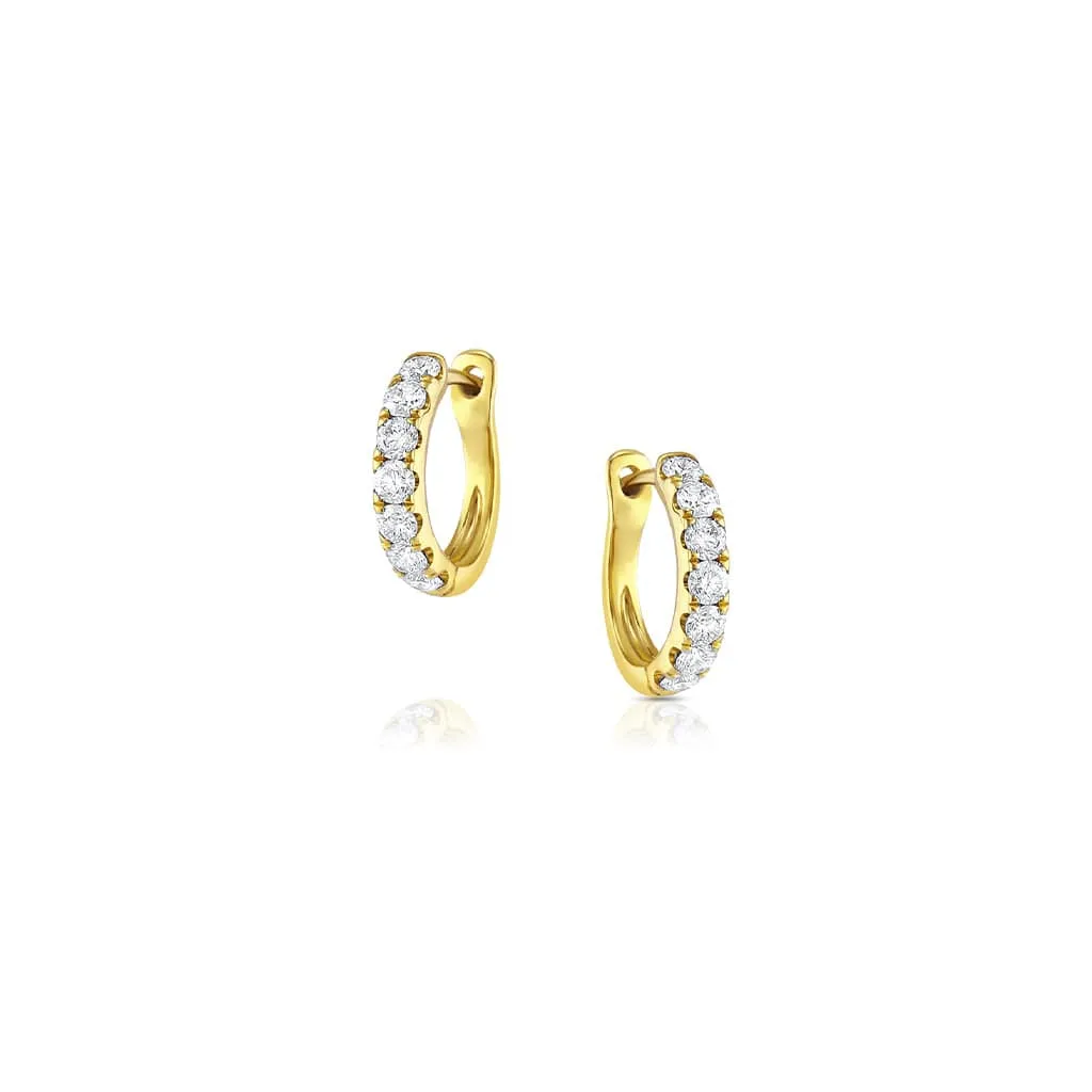 18k Yellow Gold 0.55ctw Diamond Huggie Hoops