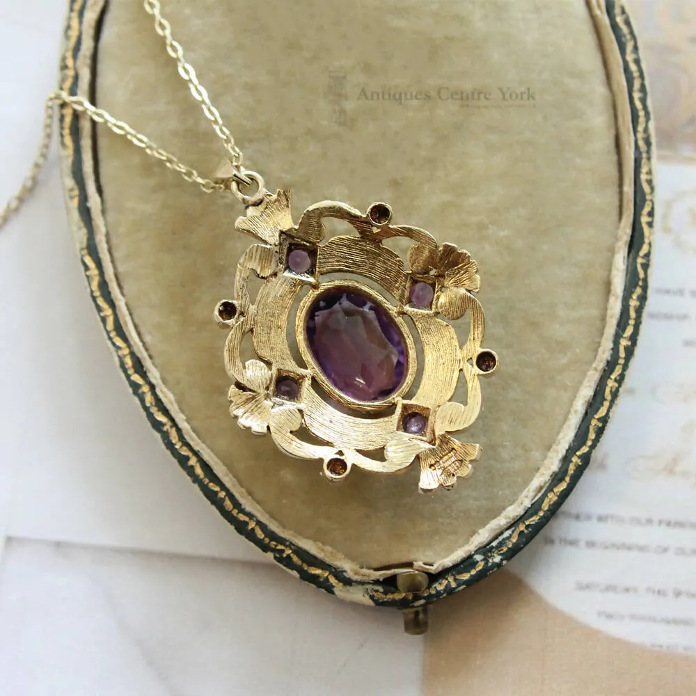 1970's 9ct Amethyst & Pearl Pendant