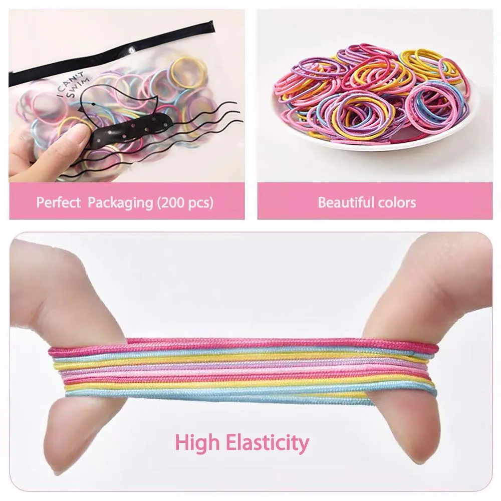 200pcs Hair Ties for Kids Toddler Hair Ties for Girls Elastic Small Hair Bands for Kids