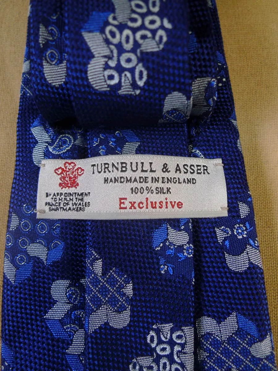 24/0289 new & unworn turnbull & asser Jermyn St. blue jigsaw pattern 100% silk tie