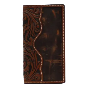 3D Men's Leaf & Acorn Brown Tooled Rodeo Wallet D250001602