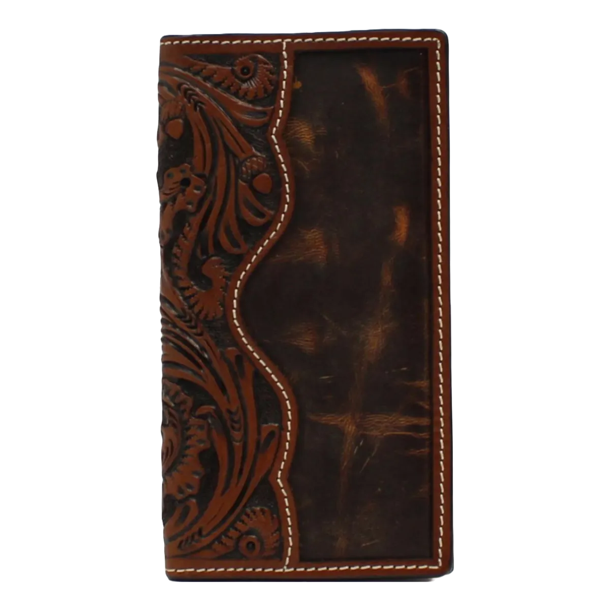 3D Men's Leaf & Acorn Brown Tooled Rodeo Wallet D250001602