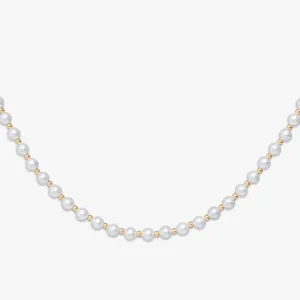 6MM Semi Yellow Gold Pearl Necklace