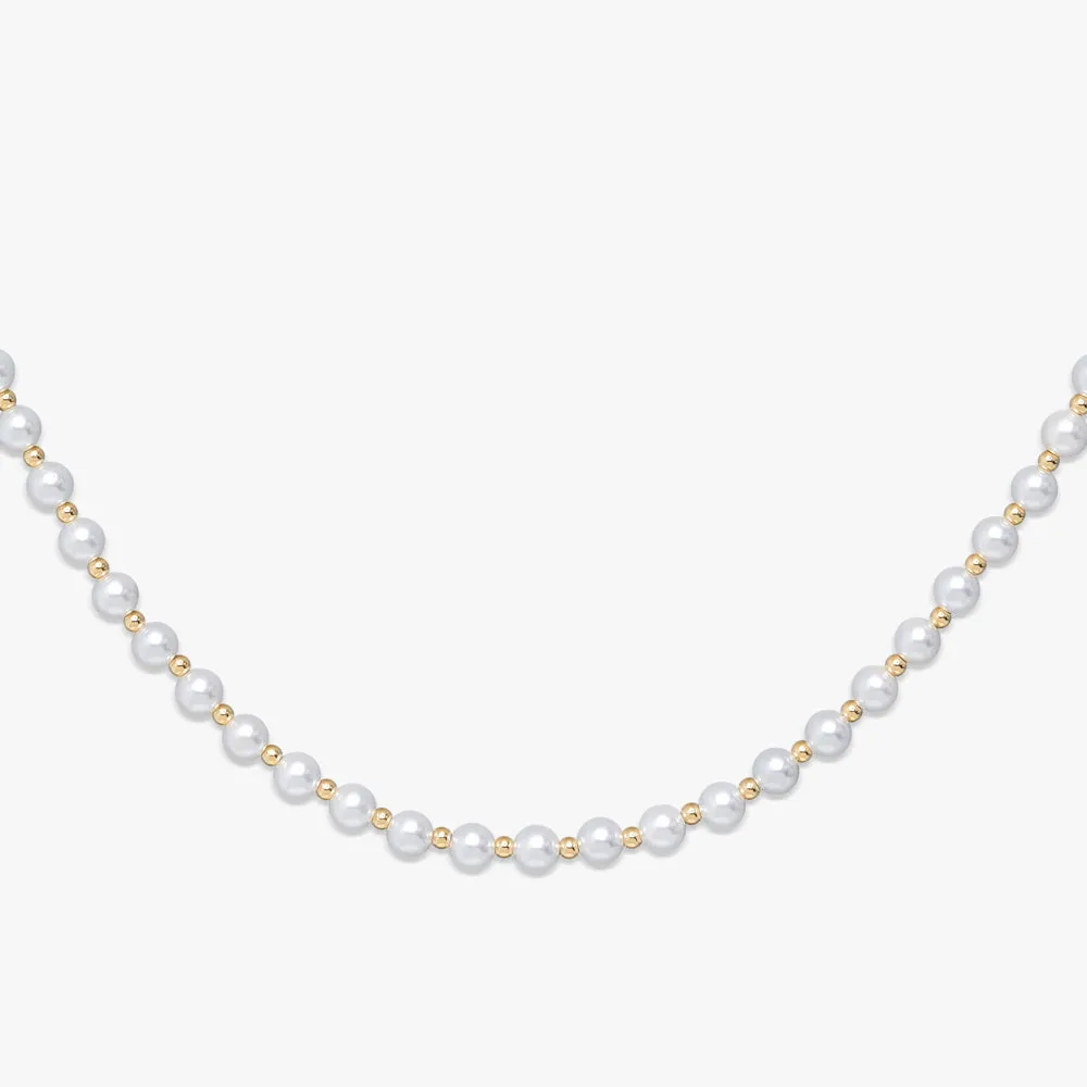 6MM Semi Yellow Gold Pearl Necklace