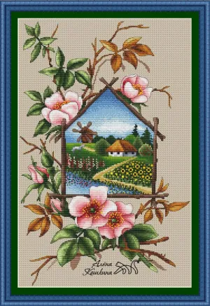 A summer house. Rosehip. - PDF Cross Stitch Pattern