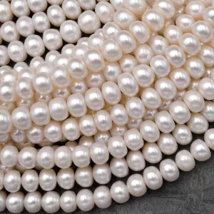 AA Genuine White Freshwater Pearl 6mm 8mm 10mm 12mm Rondelle Pearl Shimmery Iridescent Classic White Pearl 15.5" Strand