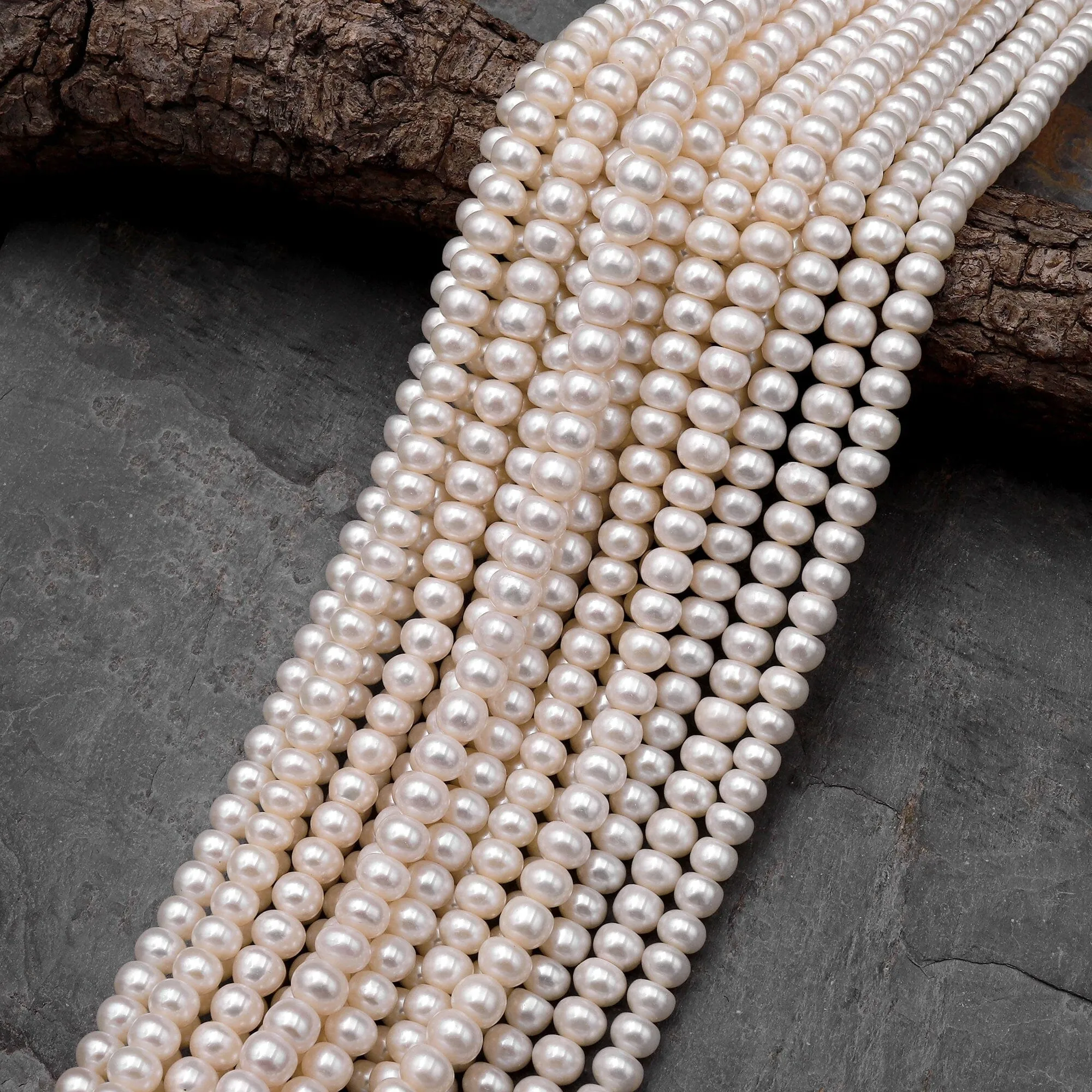 AA Genuine White Freshwater Pearl 6mm 8mm 10mm 12mm Rondelle Pearl Shimmery Iridescent Classic White Pearl 15.5" Strand