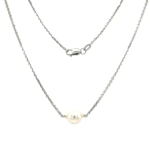 Add-a-Pearl Necklace with One 7mm White Pearl in 14K White Gold