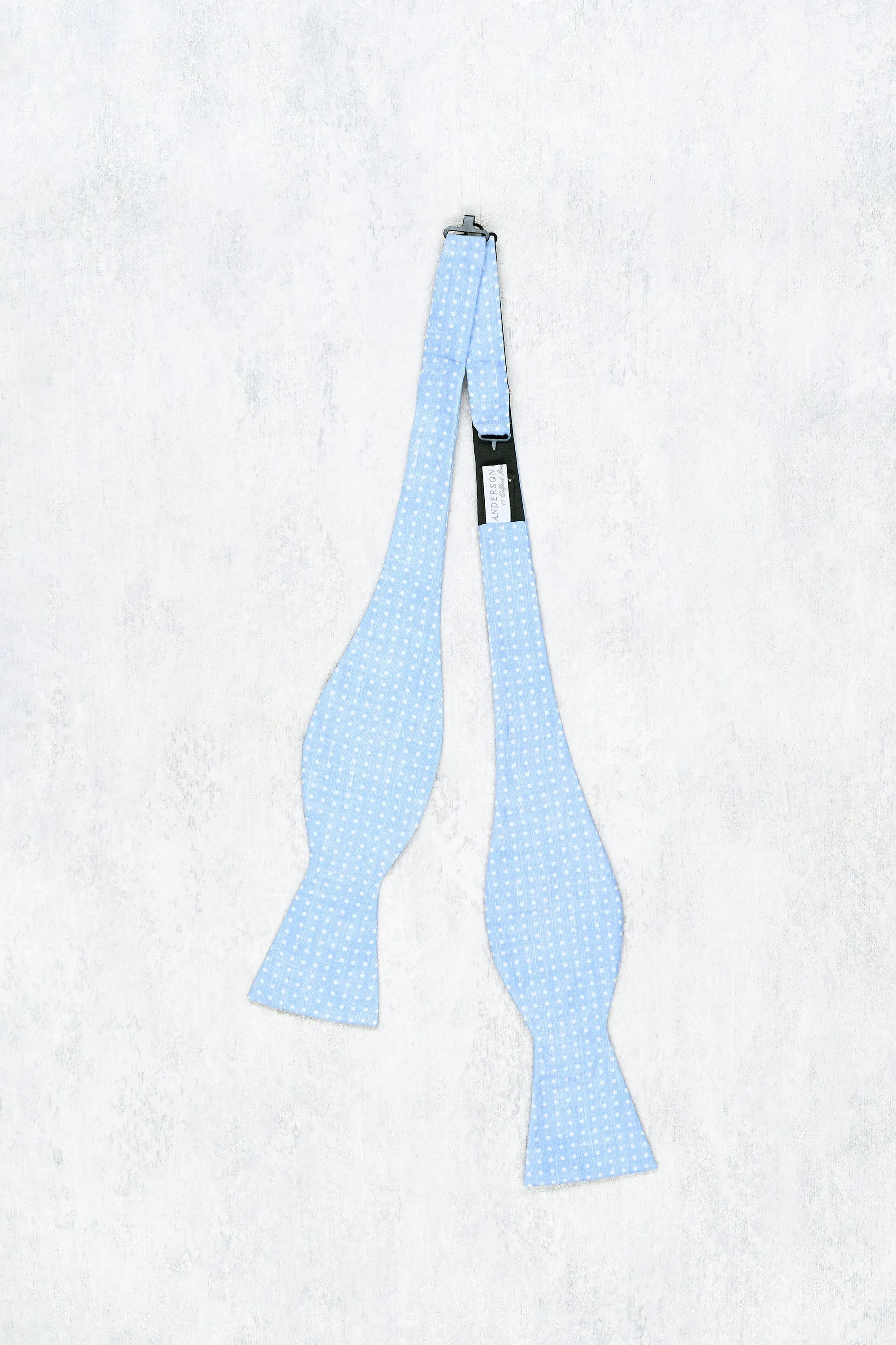 Anderson & Sheppard Sky Blue Spotted Silk Bow Tie