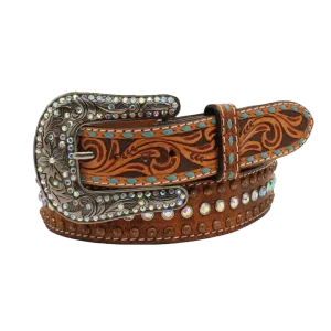 Angel Ranch Ladies Tooled Tab Feathered Arrow Brown Belt D140001308