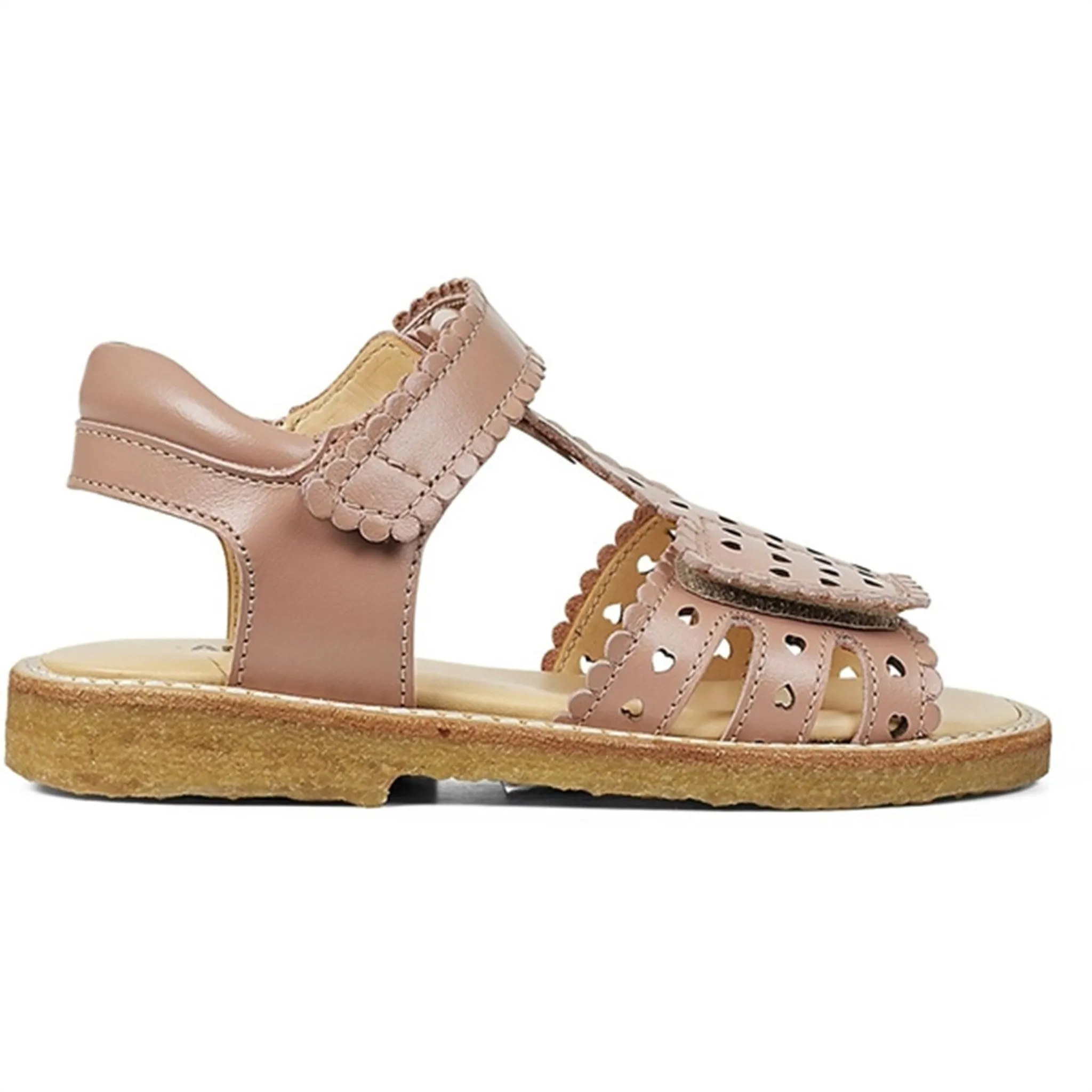 Angulus Sandal W. Velcro And Hearts Dark Peach