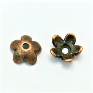 Antique Copper 5-Petal Bead Cap 6x2.5mm (100 pcs)