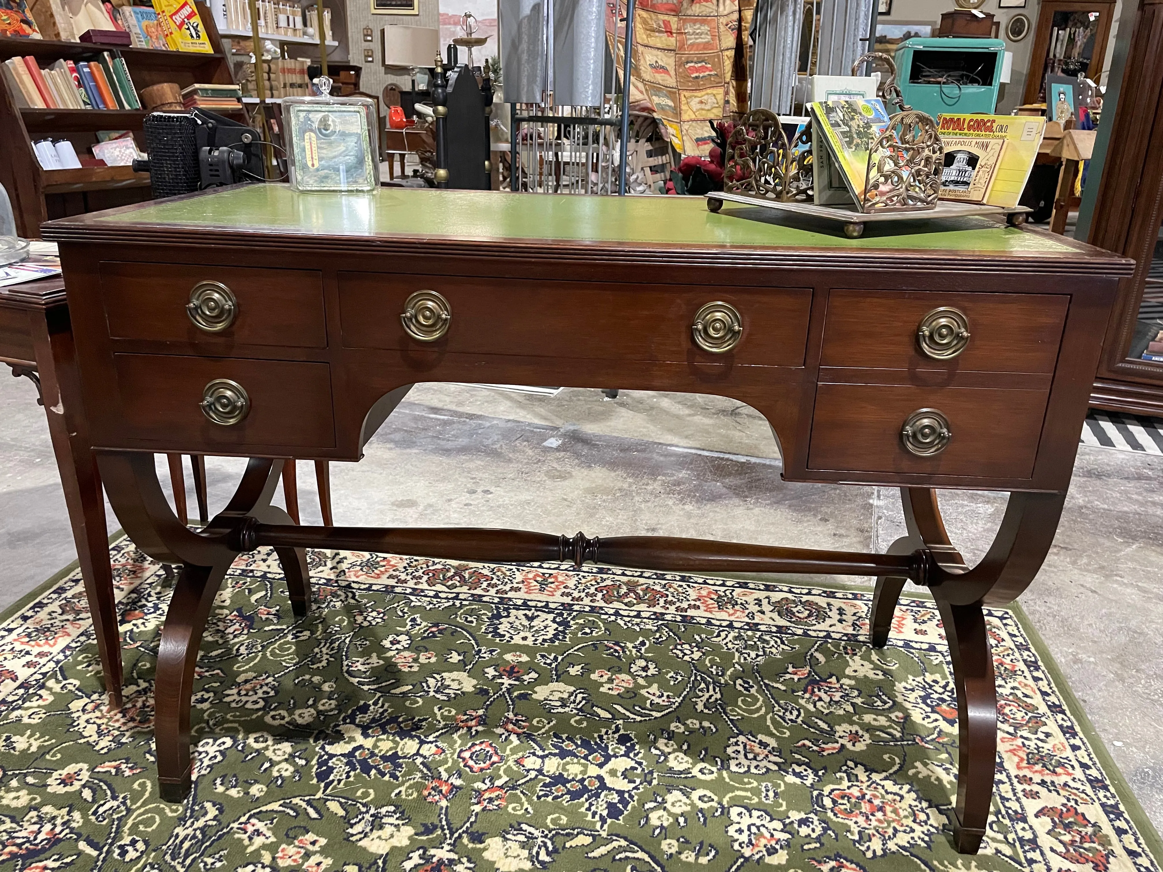 Antique Leather-Topped Desk