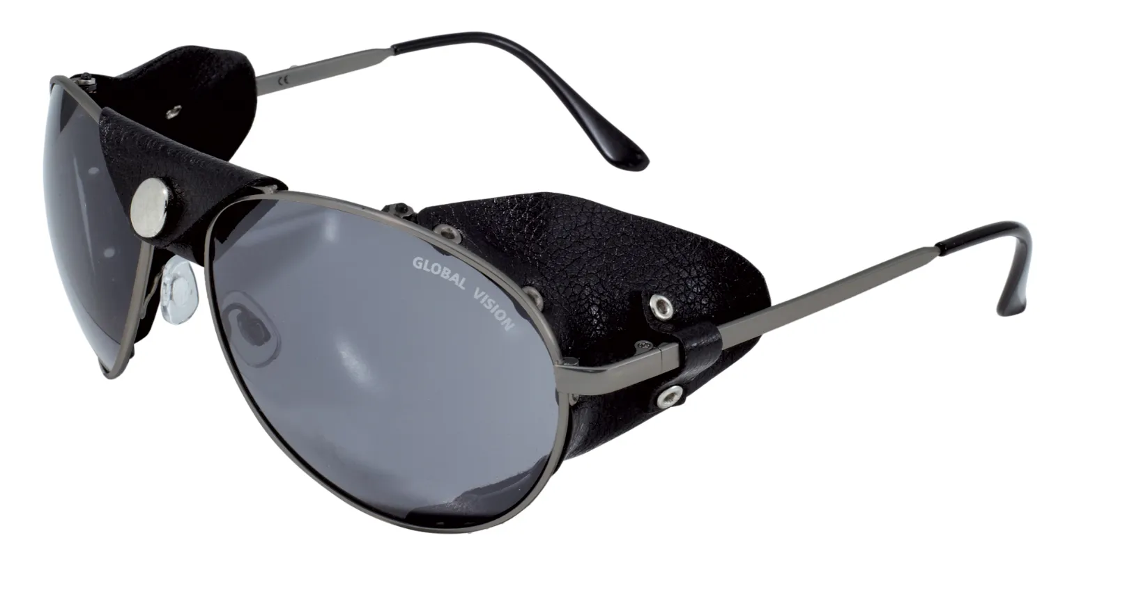 Aviator Dark Lens Rider Sunglasses with side shields plus soft pouch