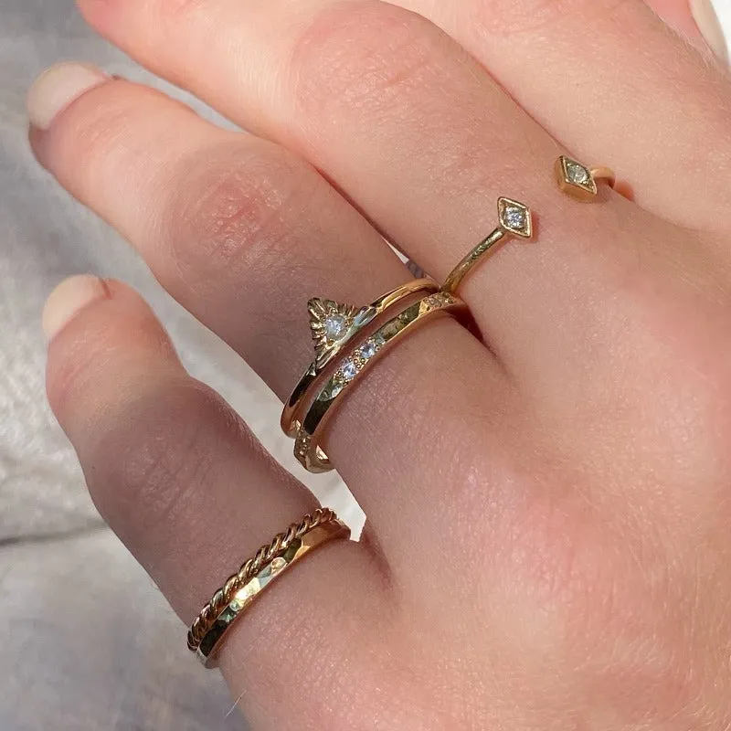 Aztec Ring, White Topaz, Gold