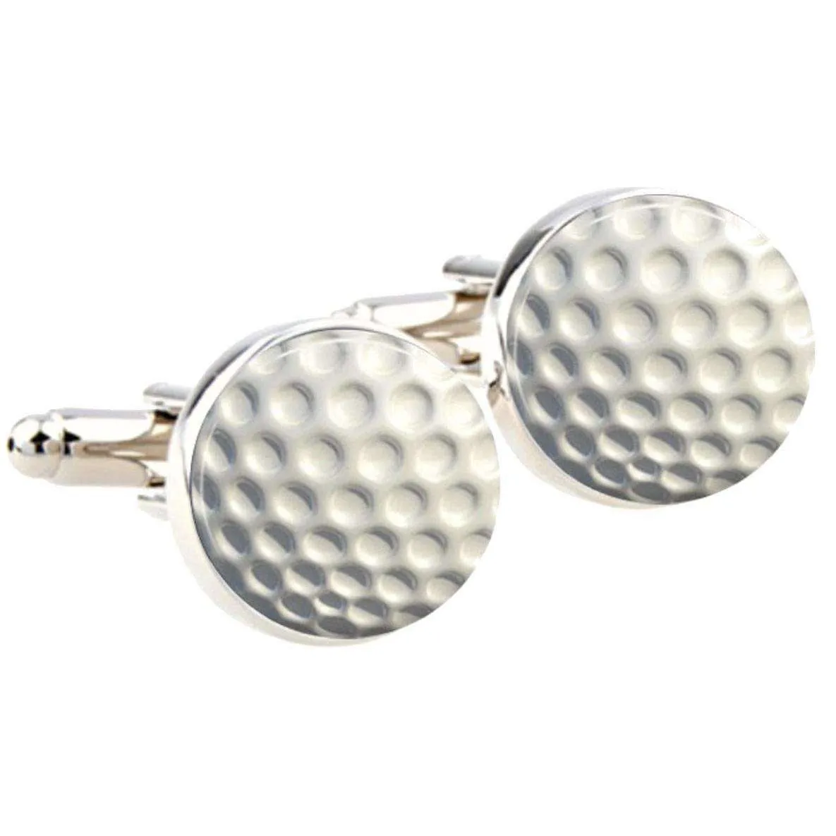 Bassin and Brown Round Golf Ball Cufflinks - White