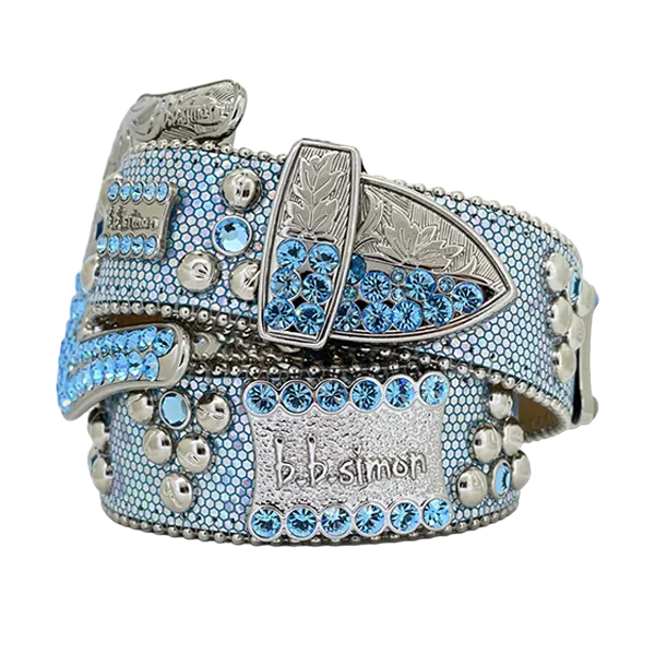 b.b. Simon Light Blue Mermaid Crystal Belt