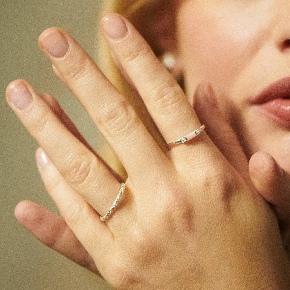 Beloved Fine Pink Opal Band Ring Sterling Silver