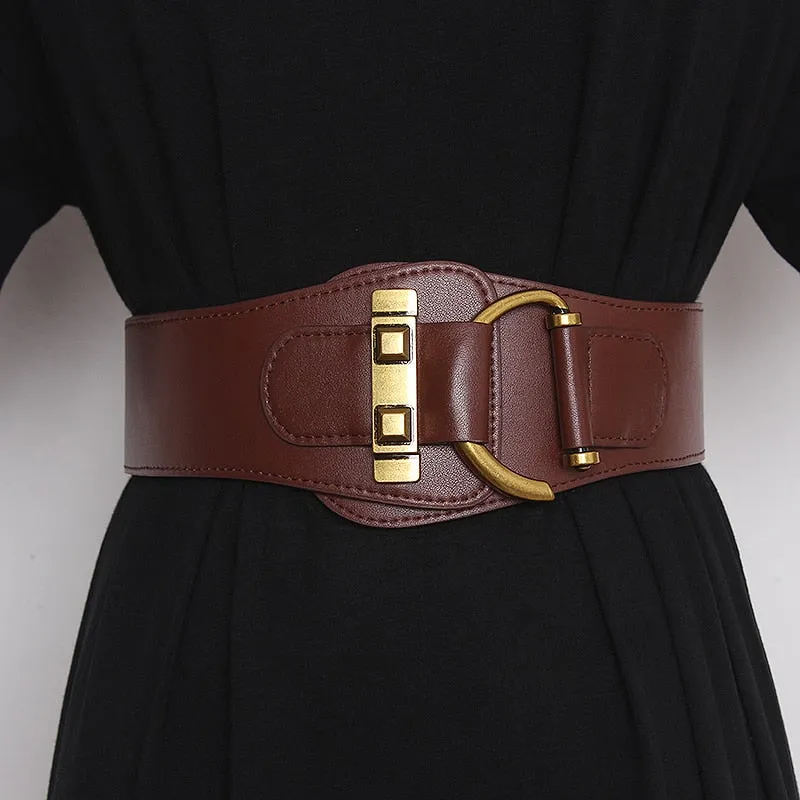 Big Gold Color Pin Buckle Waistband Female Waist Belt