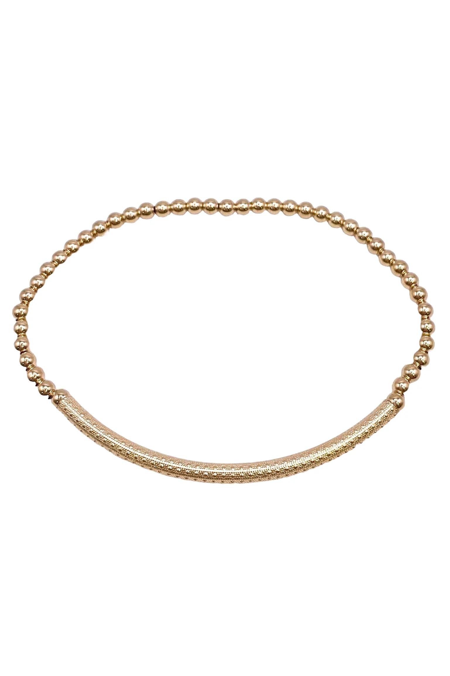 Bliss Bar Textured 3mm Bead Bracelet - Gold | E-Newton | RESTOCK