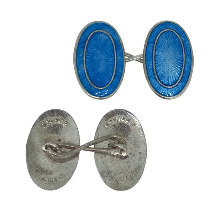 Blue Enamel Cuff Links