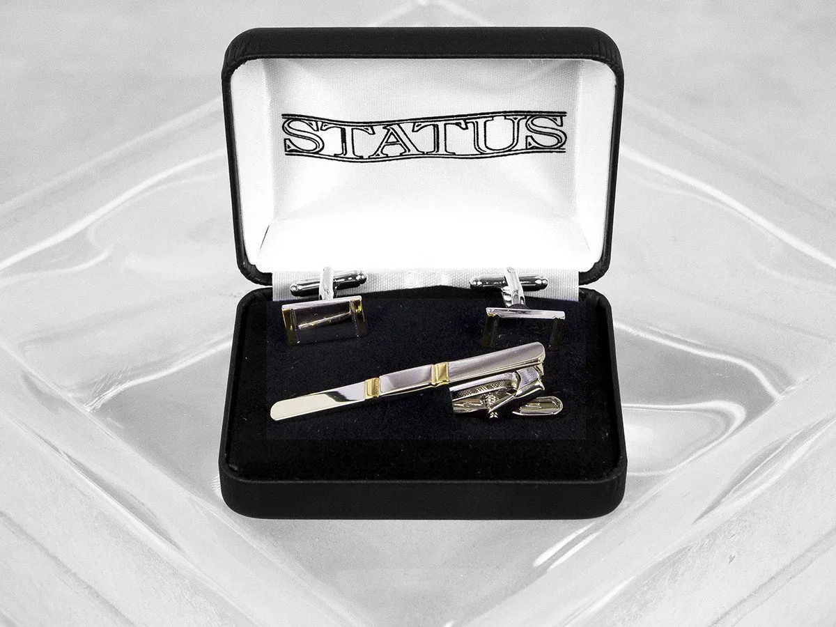 Boy's Cuff Links/Tie Bar 24907 2-Tone