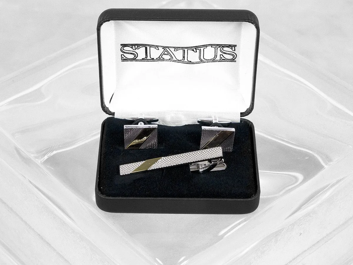 Boy's Cuff Links/Tie Bar 24908 Silver-Gold