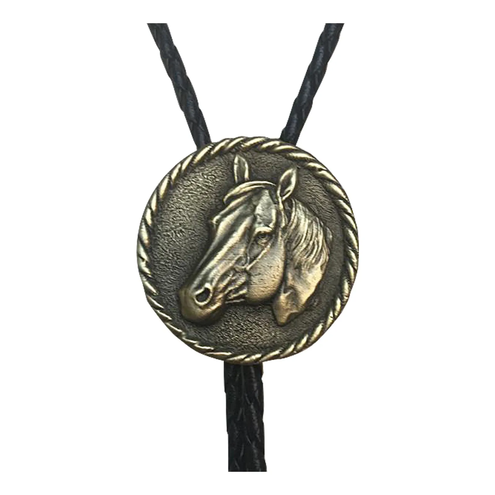 Brass Horsehead Western Bolo Tie