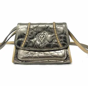 Brighton Pewter Reptile Metallic Designer Purse