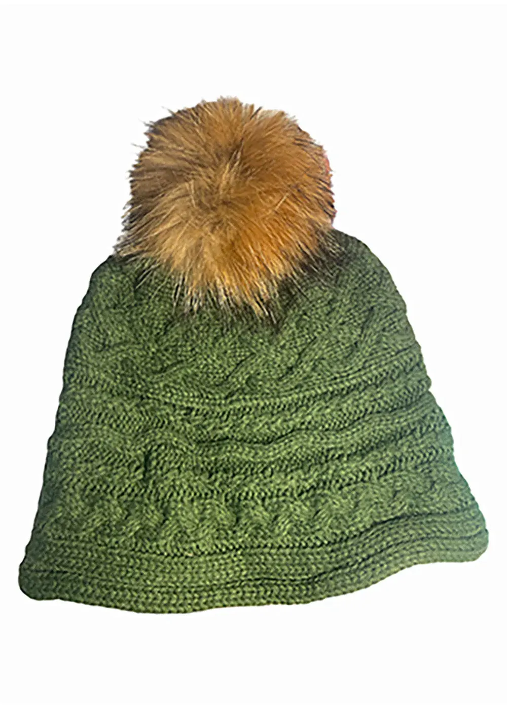 Cable Knit Pom Pom Hat - Light Peri Blue