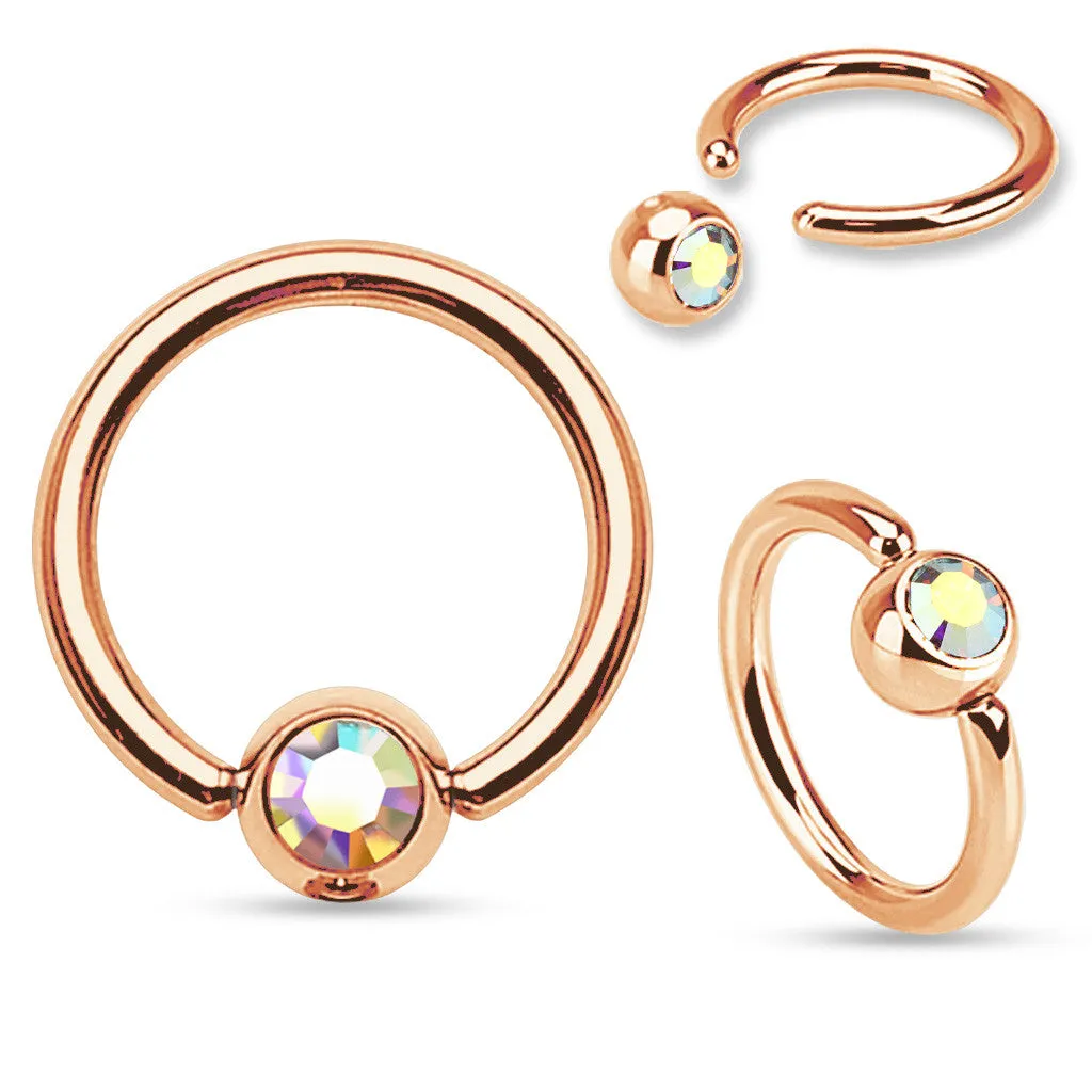 Captive Bead Navel Rings with Rose Gold Plating