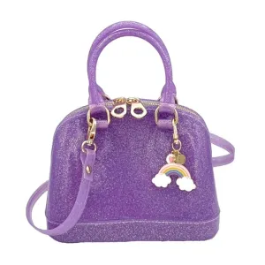 Cate Purple Sparkle Purse w/Rainbow Charm