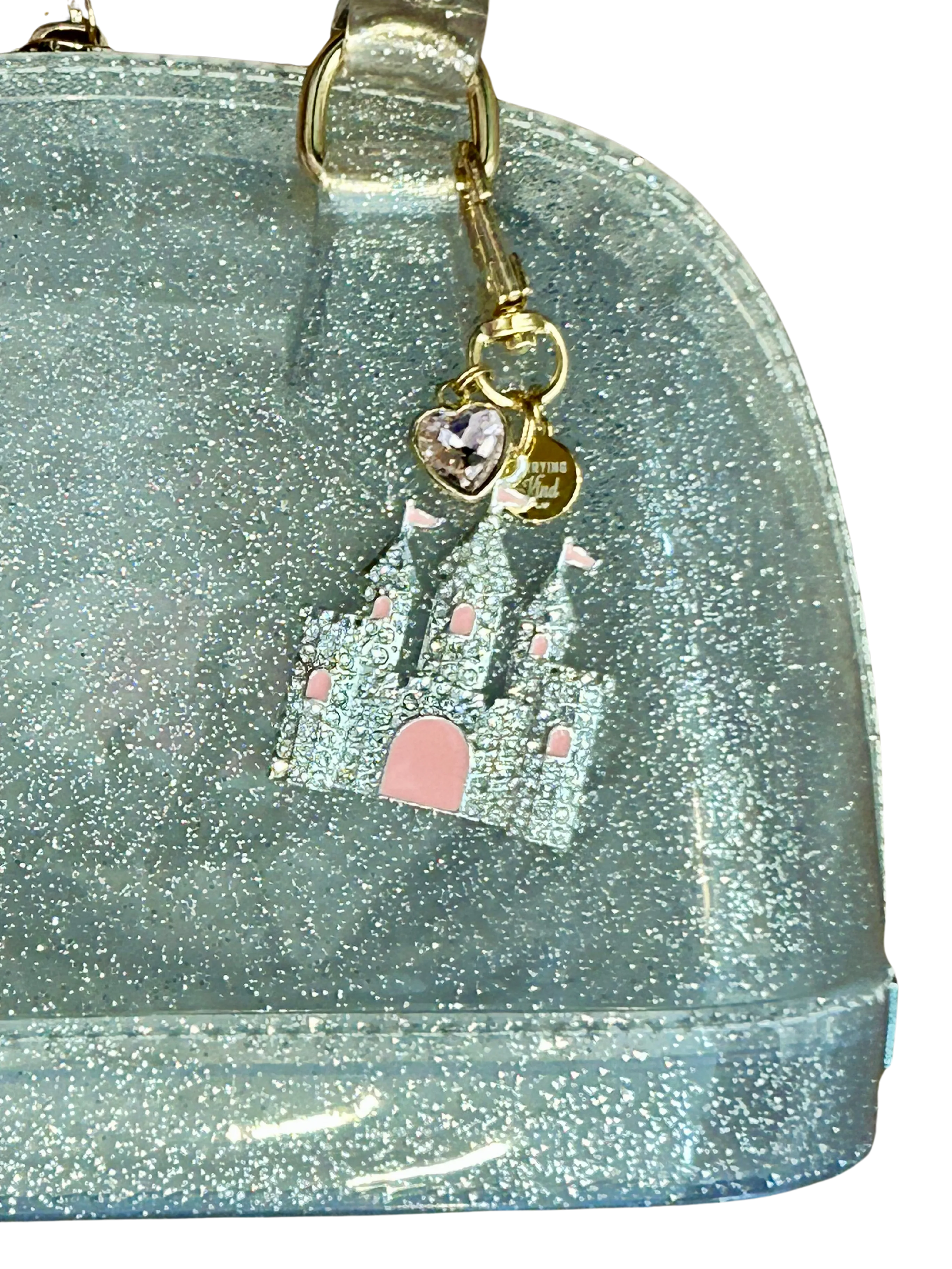 Cate Silver Sparkle Purse w/Crystal Castle Charm