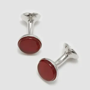 Codis Maya Cornelian Stone Bow Cufflinks / Rhodium Plating