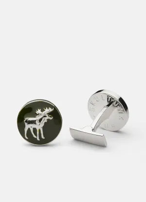 Cufflinks | The Hunter | Silver & Green | The Moose