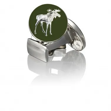 Cufflinks | The Hunter | Silver & Green | The Moose